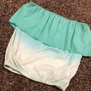 Teal Ombre Strapless Top